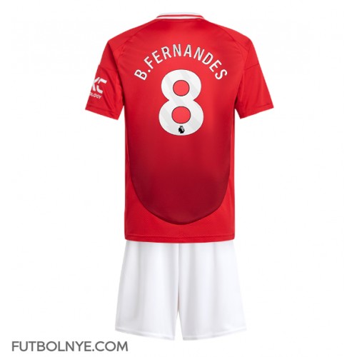 Camiseta Manchester United Bruno Fernandes #8 Primera Equipación para niños 2024-25 manga corta (+ pantalones cortos)